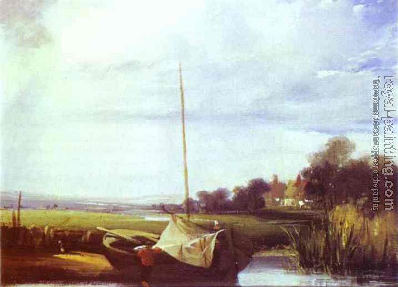 Richard Parkes Bonington : River Scene in France Richard Parkes Bonington : River Scene in France